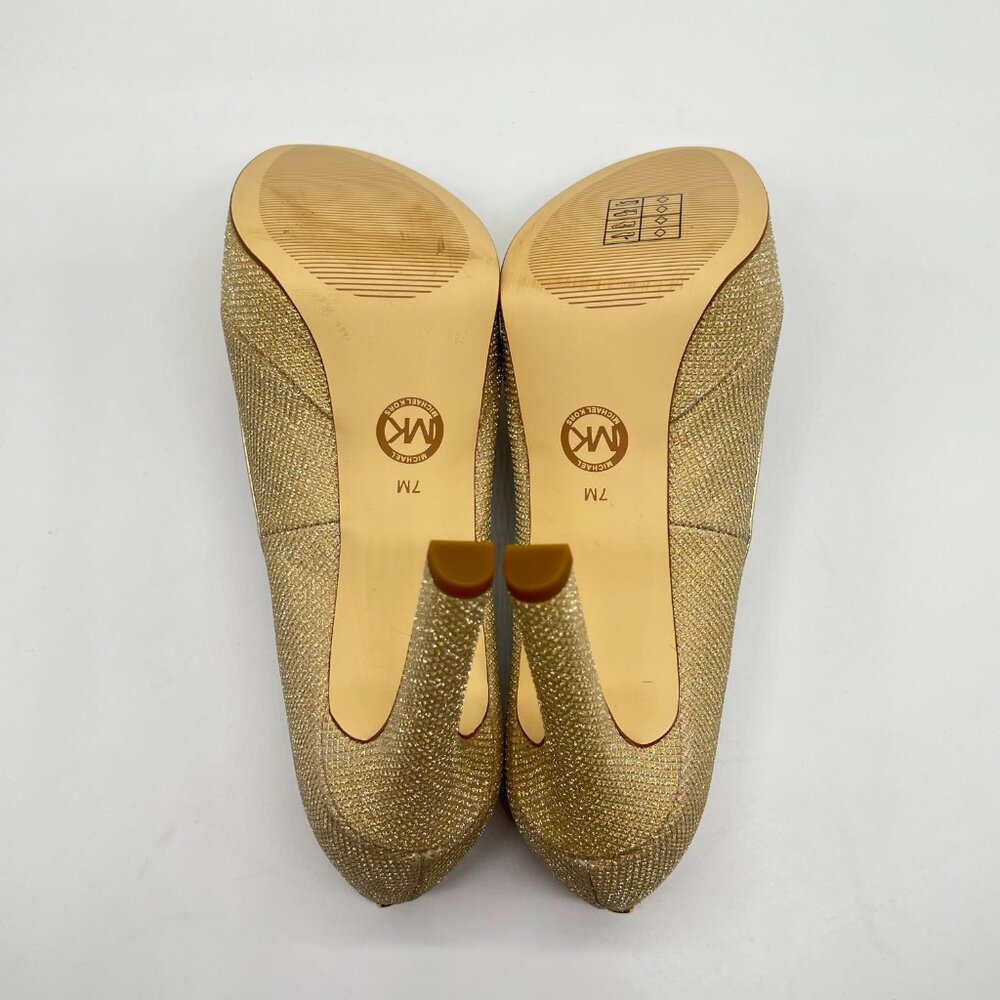 Michael Michael Kors Womens 7M Gold Chantal Platform Pumps Heels Shoes - Picture 9 of 15